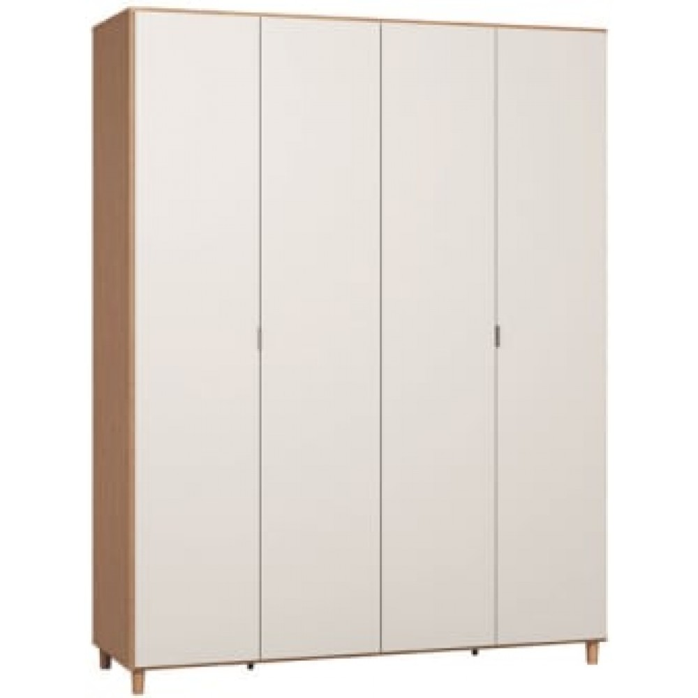 Ντουλάπα Simple τετράφυλλη-Φυσικό - Λευκό