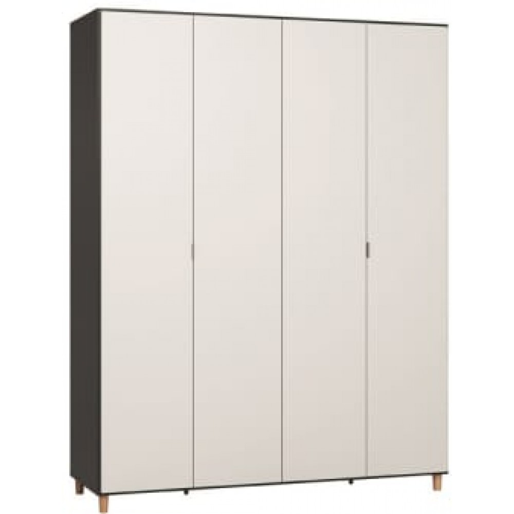 Ντουλάπα Simple τετράφυλλη-Μαύρο - Λευκό