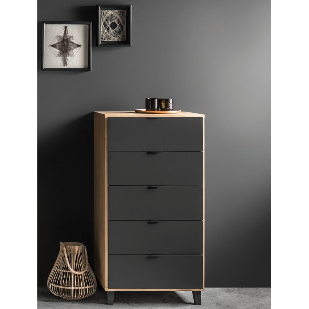 Συρταριέρα Simple ψηλή-Λευκό - Μαύρο