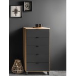 Συρταριέρα Simple ψηλή-Λευκό - Μαύρο