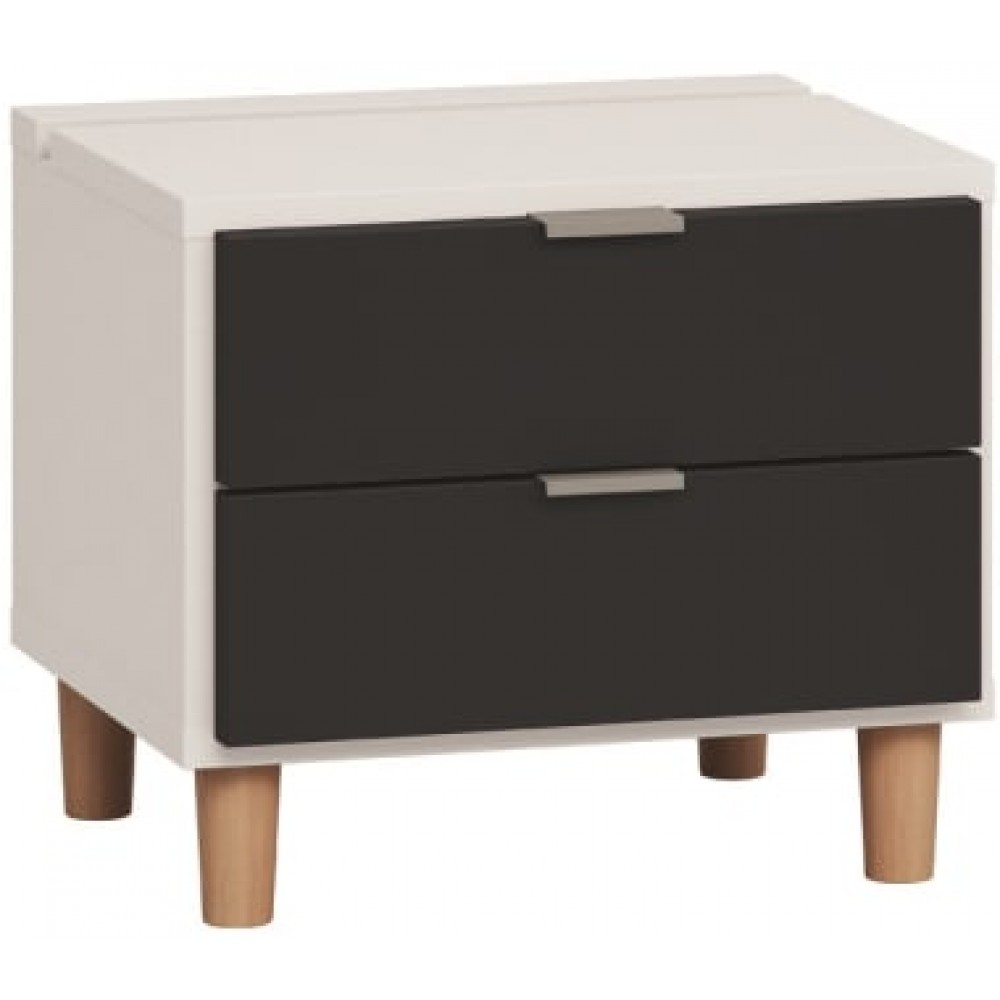 Κομοδίνο Simple-Λευκό - Μαύρο