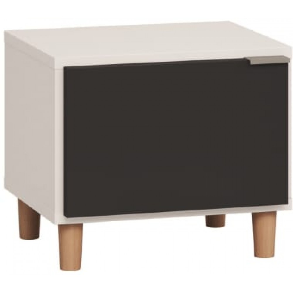 Κομοδίνο Simple II-Λευκό - Μαύρο