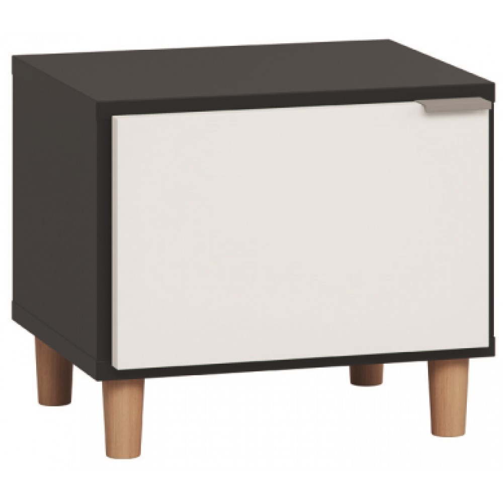 Κομοδίνο Simple II-Μαύρο - Λευκό