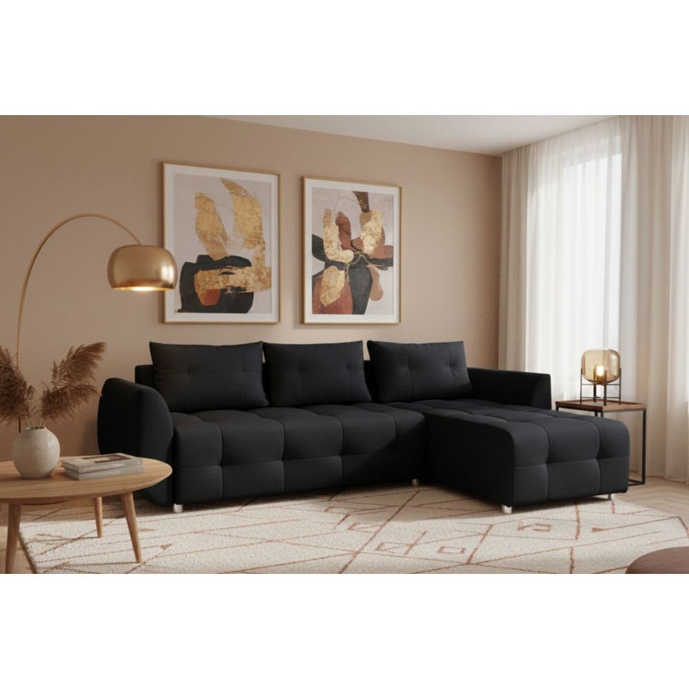 Γωνιακός καναπές Marten-Μαύρο 238x150x88