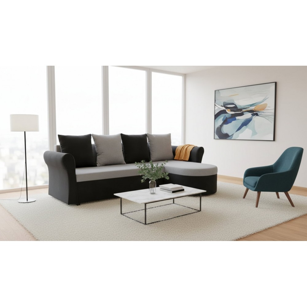 Γωνιακός καναπές Dimus-Μαύρο - γκρι 224x145x85