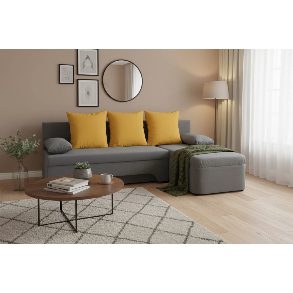Γωνιακός καναπές Lamor-Γκρι - Κίτρινο 191x142x70