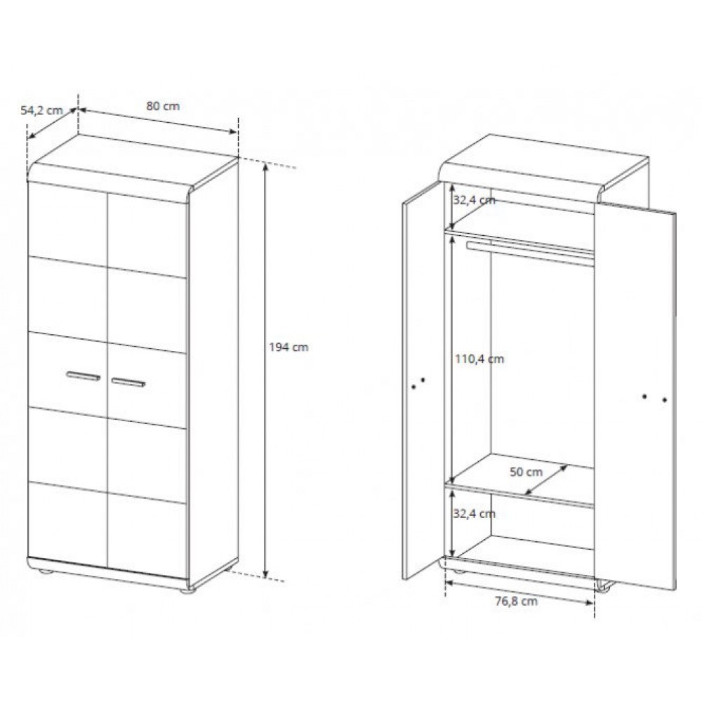 Γκαρνταρόμπα Galitea 80x54x194