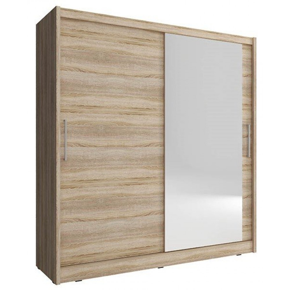 Ντουλάπα Malmo συρόμενη-180 x 62 x 200 εκ.-Φυσικό