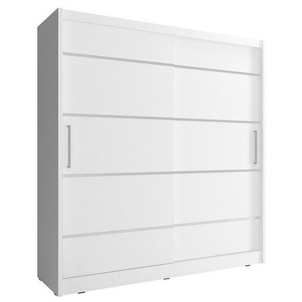 Ντουλάπα Maritina συρόμενη-180 x 62 x 200 εκ.-Λευκό