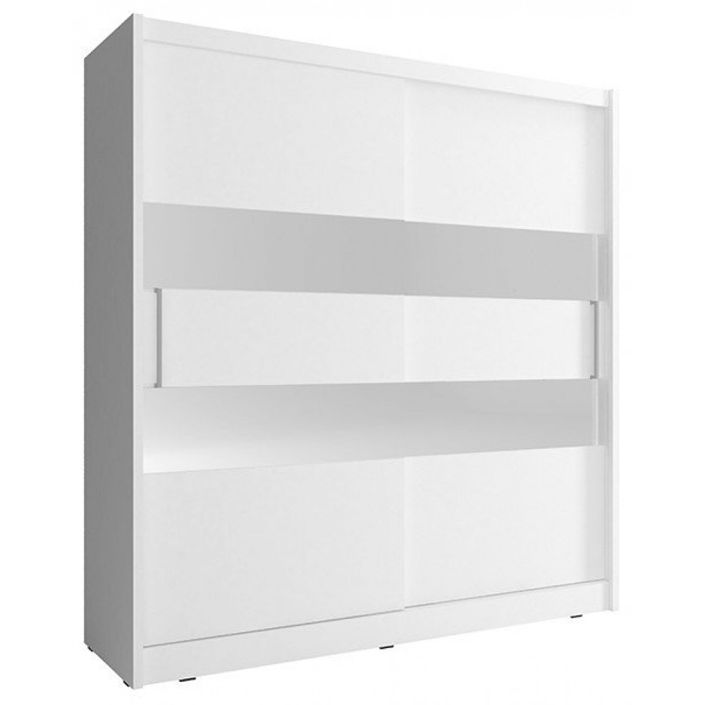 Ντουλάπα Line συρόμενη-200 x 62 x 214 εκ.-Λευκό