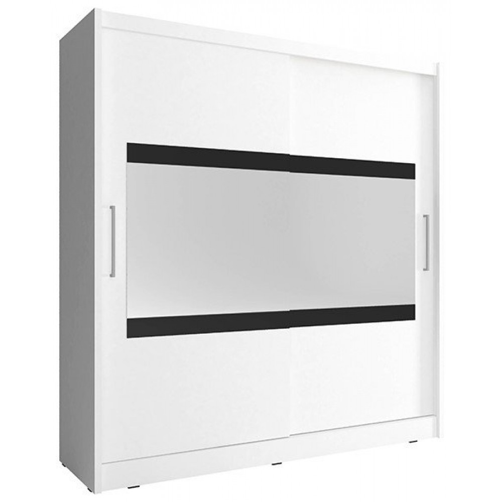 Ντουλάπα Mallory συρόμενη-180 x 62 x 200 εκ.-Λευκό