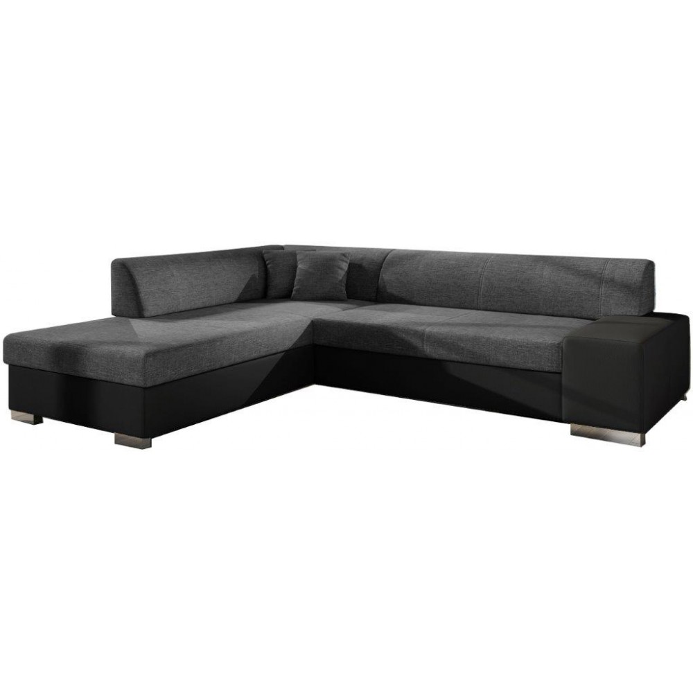 Γωνιακός καναπές Mordo-Μαύρο - Γκρι-Αριστερή
