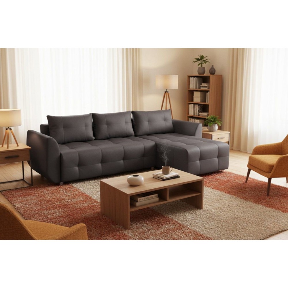 Γωνιακός καναπές Marten-Γκρι - Καφέ 238x150x88
