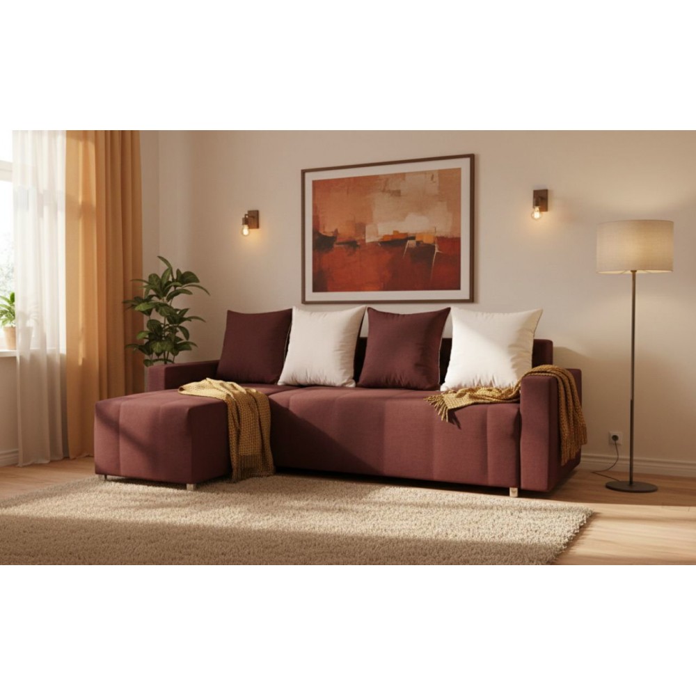Γωνιακός καναπές Odette-Καφέ σκούρο 222x145x85