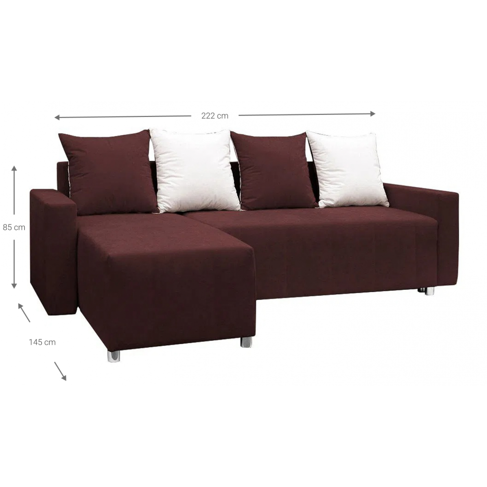 Γωνιακός καναπές Odette-Καφέ σκούρο 222x145x85