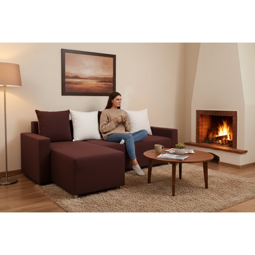 Γωνιακός καναπές Odette-Καφέ σκούρο 222x145x85