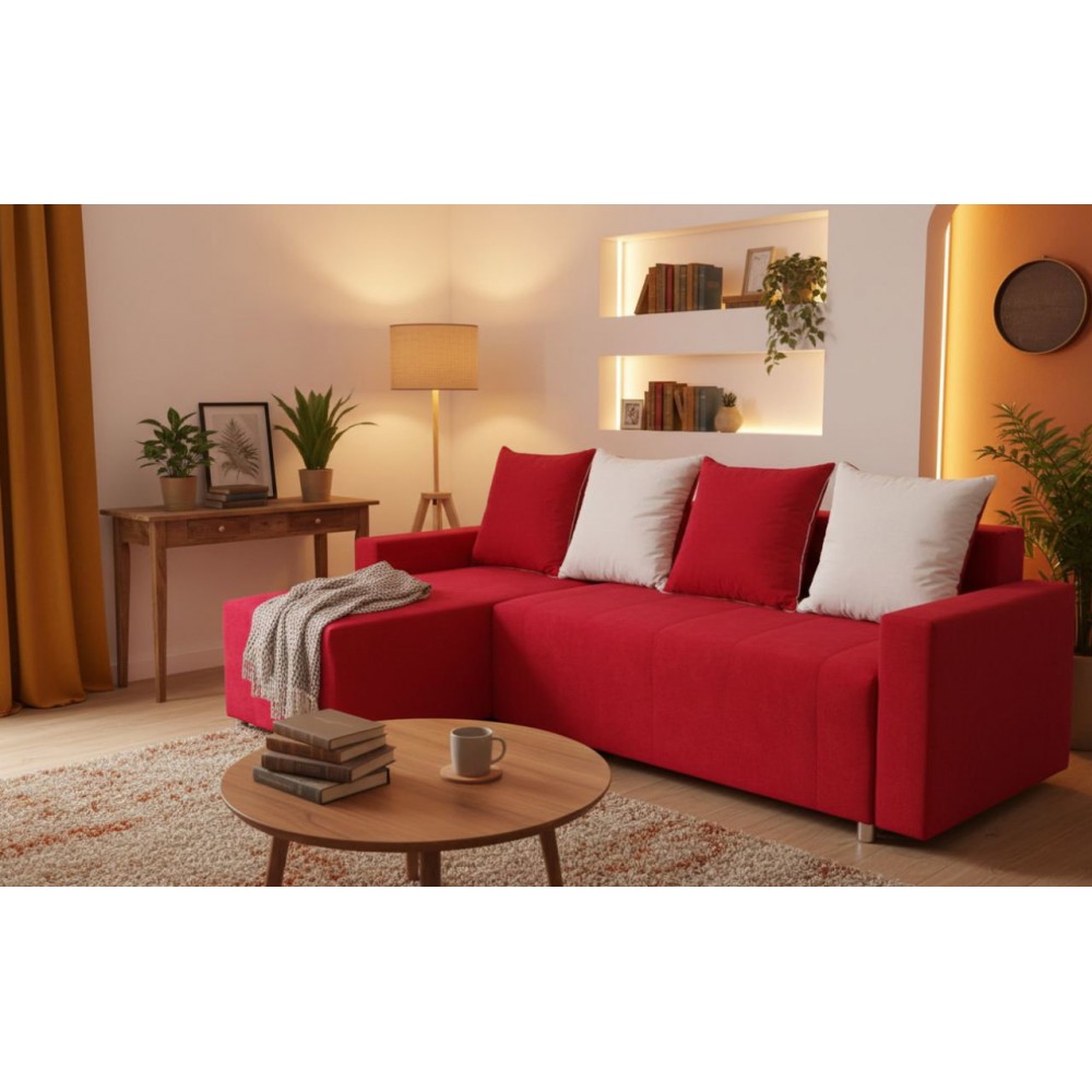 Γωνιακός καναπές Odette-Κόκκινο 222x145x85