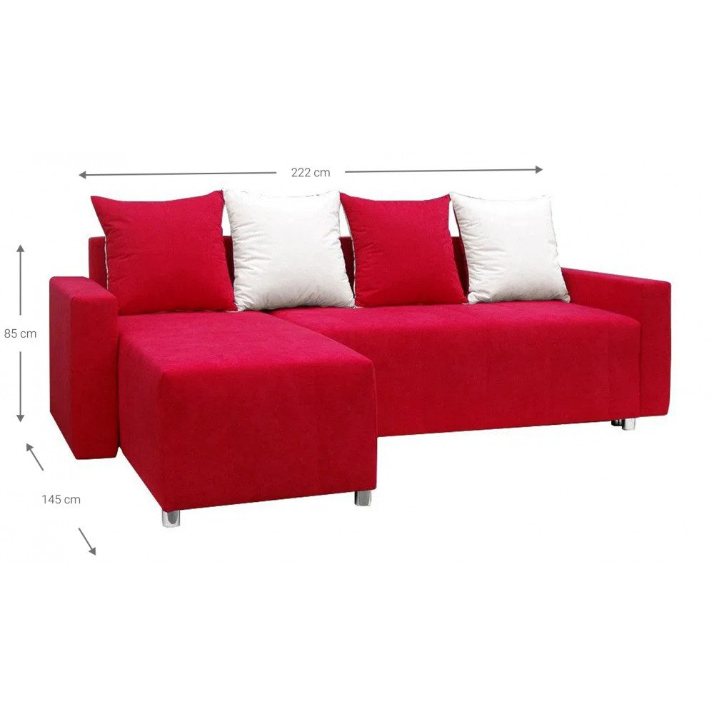 Γωνιακός καναπές Odette-Κόκκινο 222x145x85
