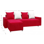 Γωνιακός καναπές Odette-Κόκκινο 222x145x85