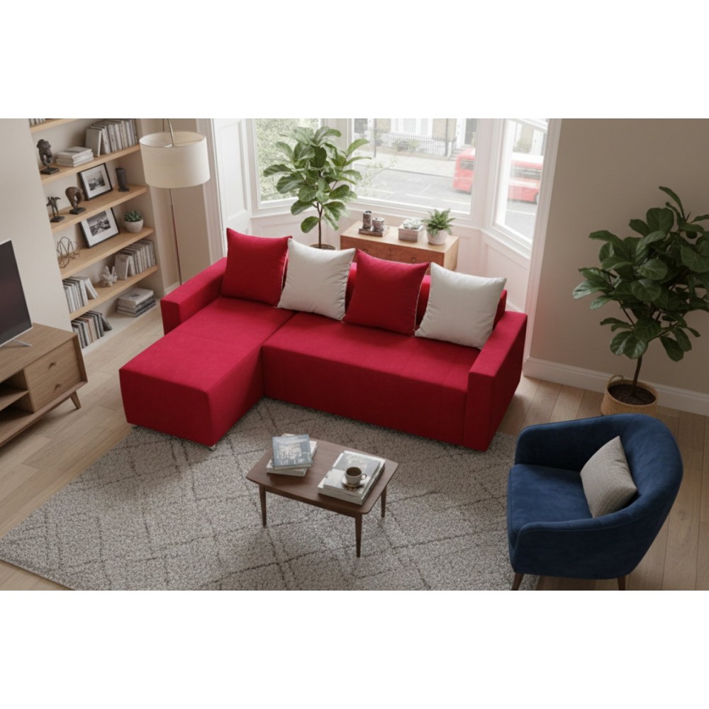 Γωνιακός καναπές Odette-Κόκκινο 222x145x85
