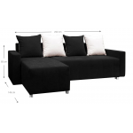 Γωνιακός καναπές Odette-Μαύρο 222x145x85