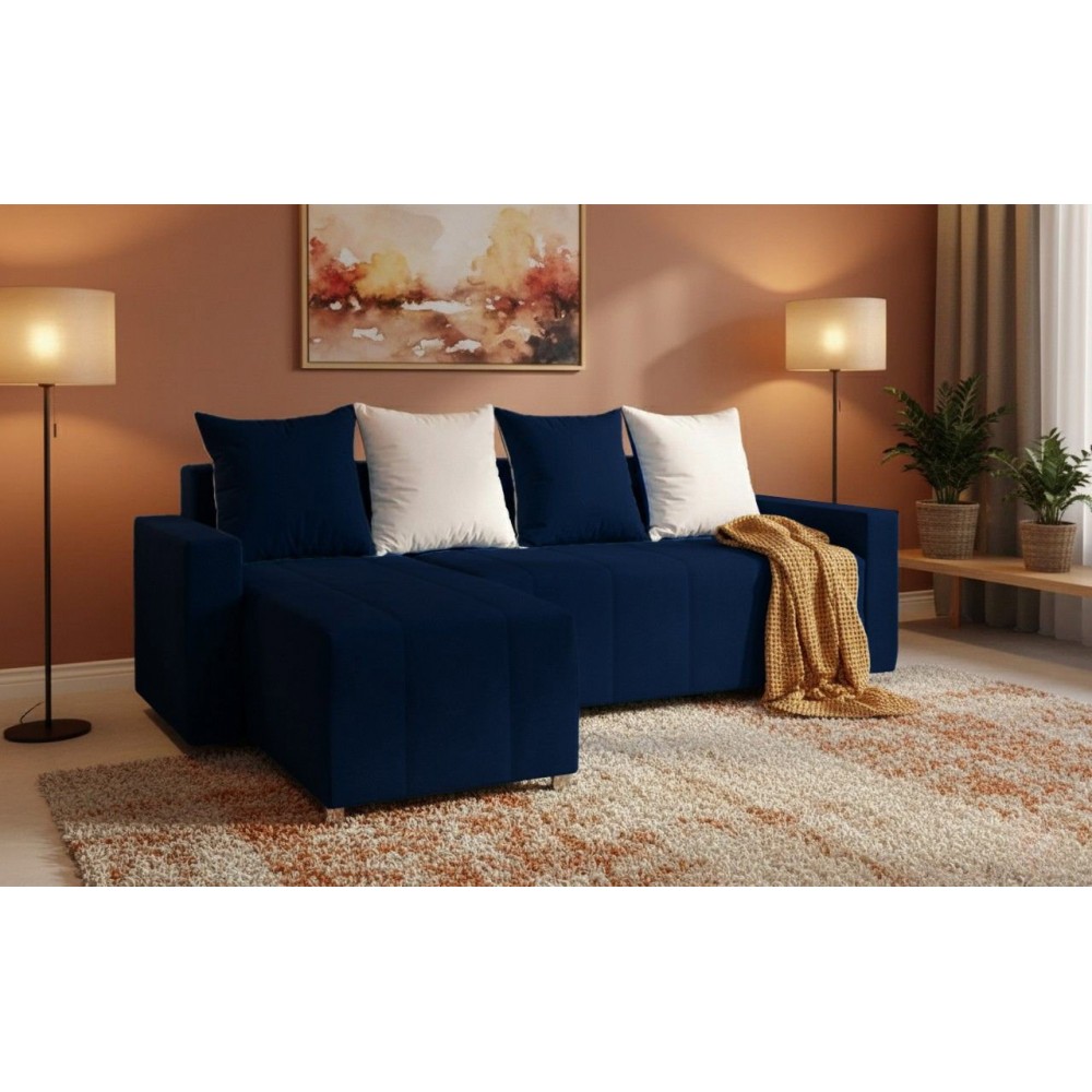 Γωνιακός καναπές Odette-Μπλε 222x145x85