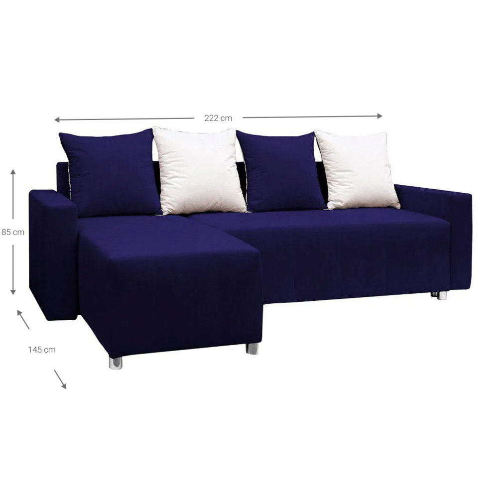 Γωνιακός καναπές Odette-Μπλε 222x145x85