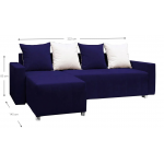 Γωνιακός καναπές Odette-Μπλε 222x145x85