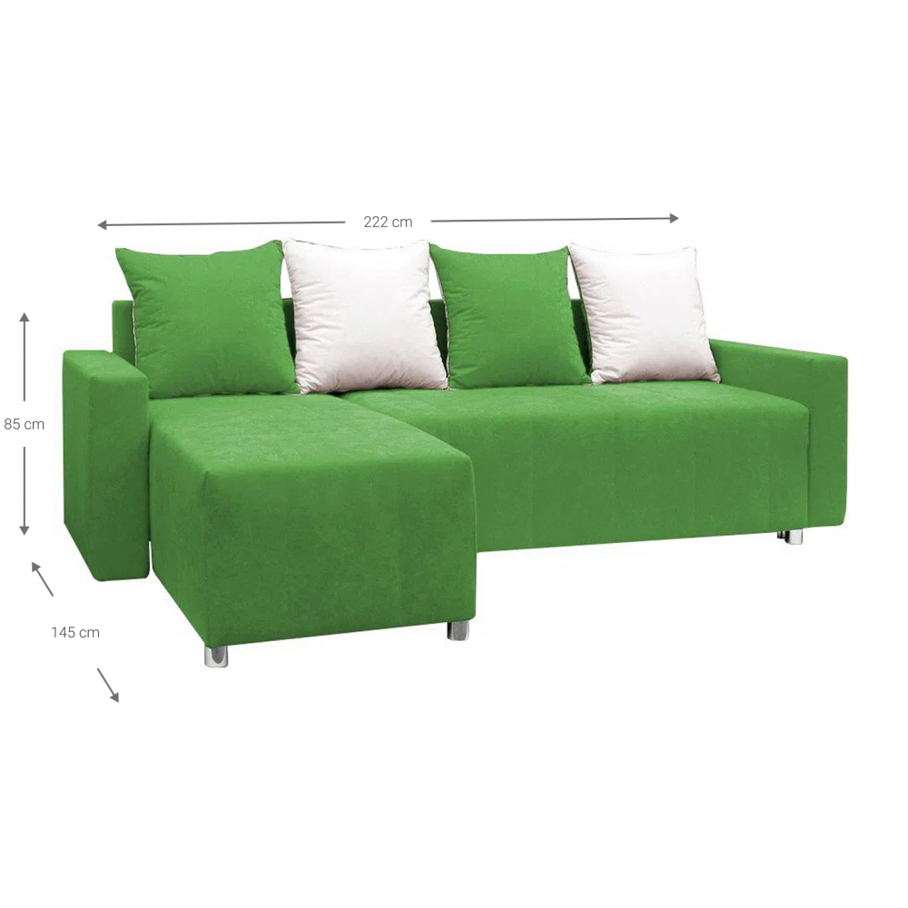 Γωνιακός καναπές Odette-Πράσινο 222x145x85