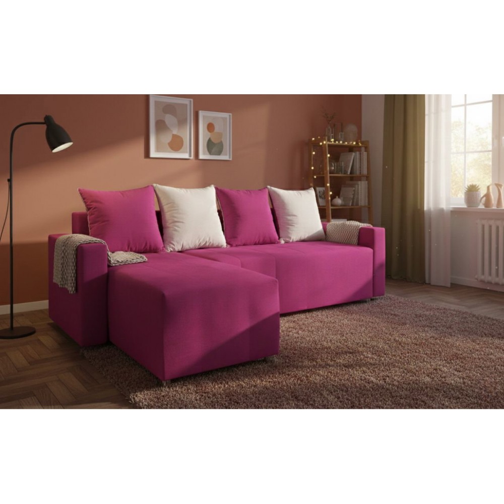 Γωνιακός καναπές Odette-Ροζ 222x145x85