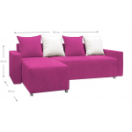 Γωνιακός καναπές Odette-Ροζ 222x145x85