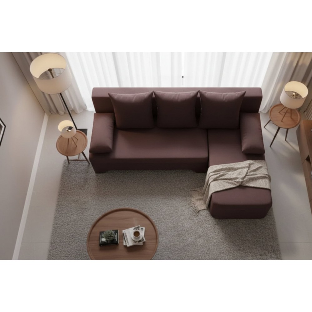 Γωνιακός καναπές Lamor-Καφέ 191x142x70