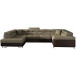 Γωνιακός καναπές Ollenne-Αριστερή-Καφέ - Μπεζ