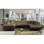 Γωνιακός καναπές Ollenne-Δεξιά-Καφέ - Μπεζ