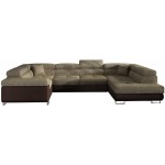 Γωνιακός καναπές Ollenne-Δεξιά-Καφέ - Μπεζ