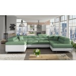 Γωνιακός καναπές Ollenne-Δεξιά-Λευκό - Πράσινο