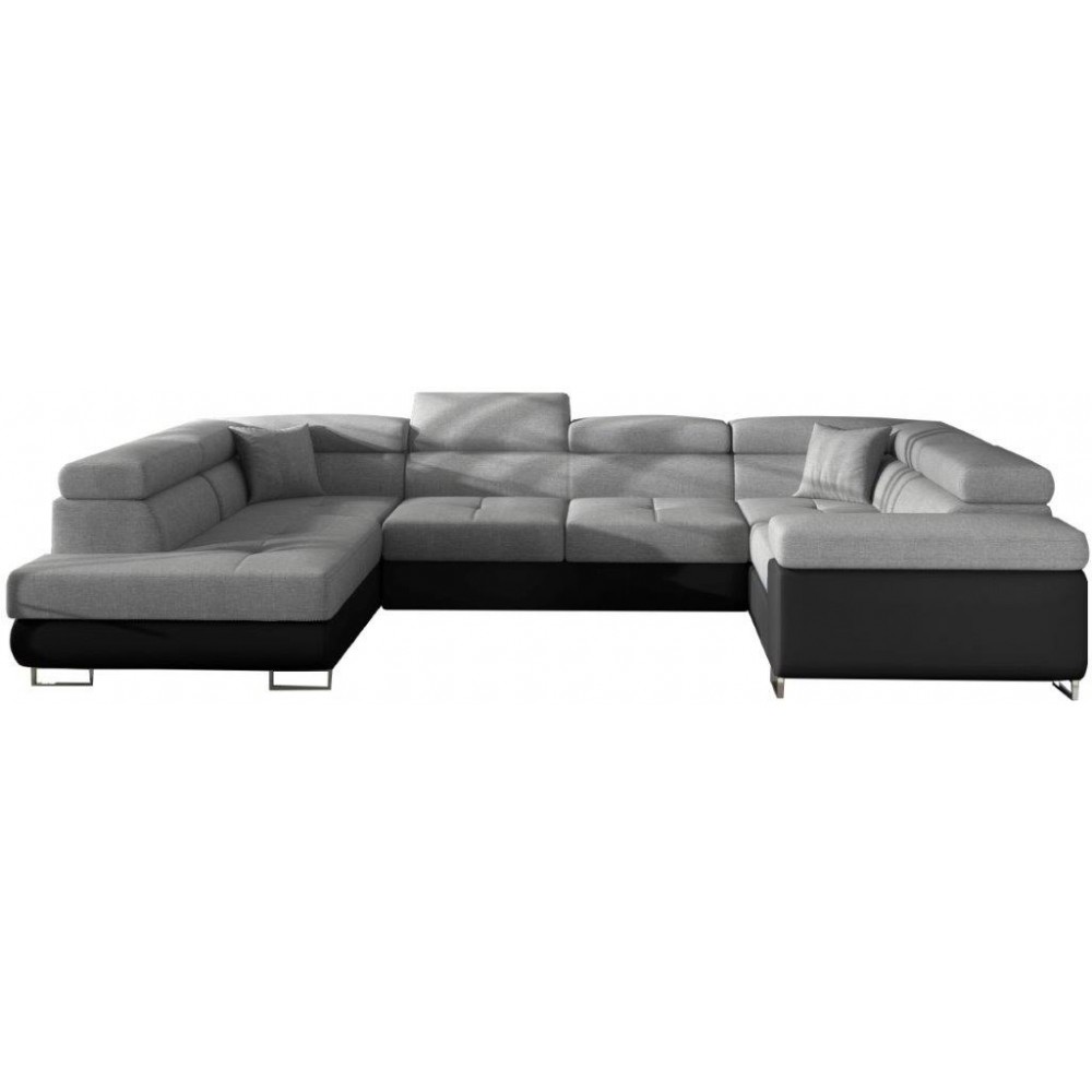 Γωνιακός καναπές Ollenne-Αριστερή-Μαύρο - Γκρι