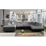 Γωνιακός καναπές Ollenne-Δεξιά-Μαύρο - Γκρι