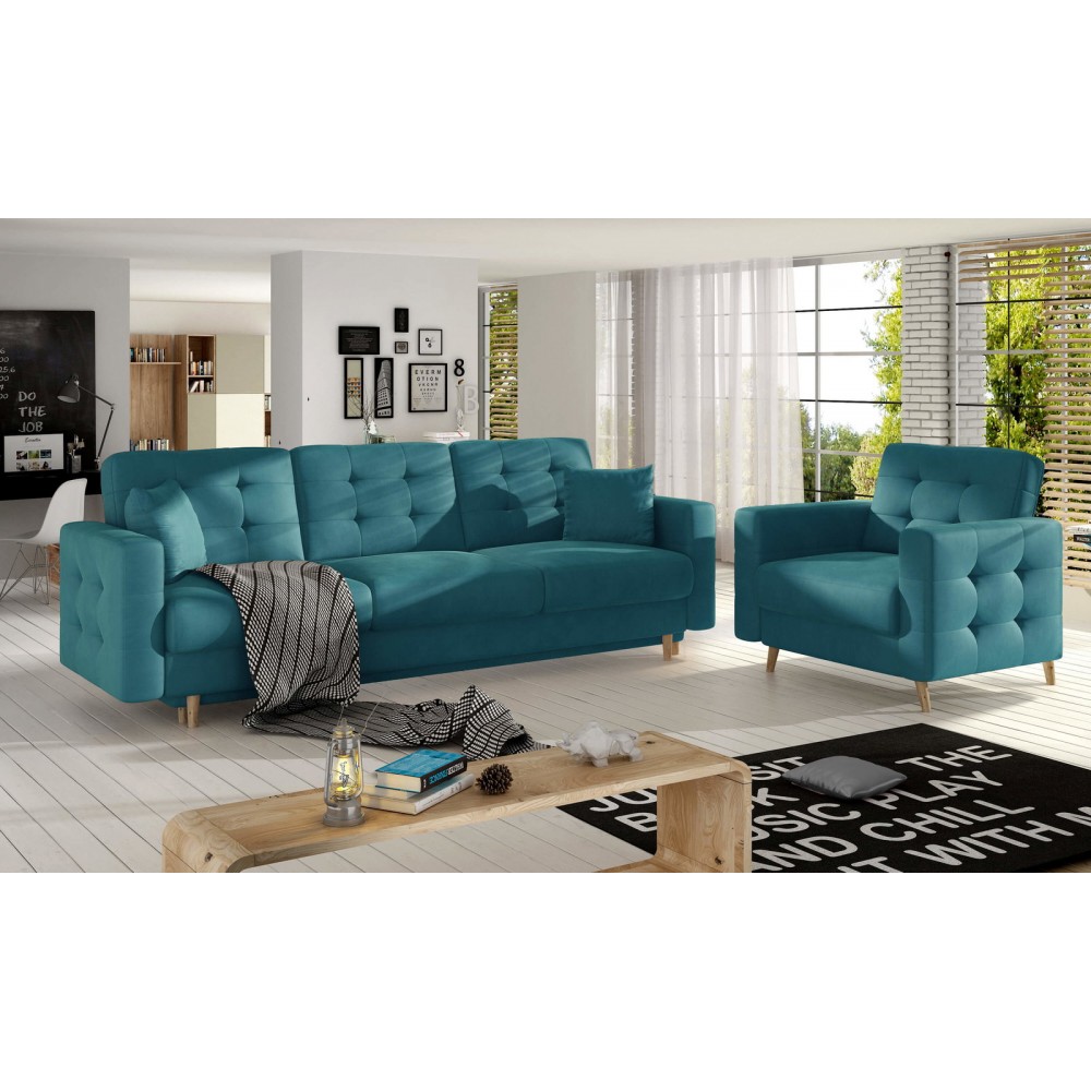 Σετ σαλονιού Amelion-Πετρολ 250x162x87