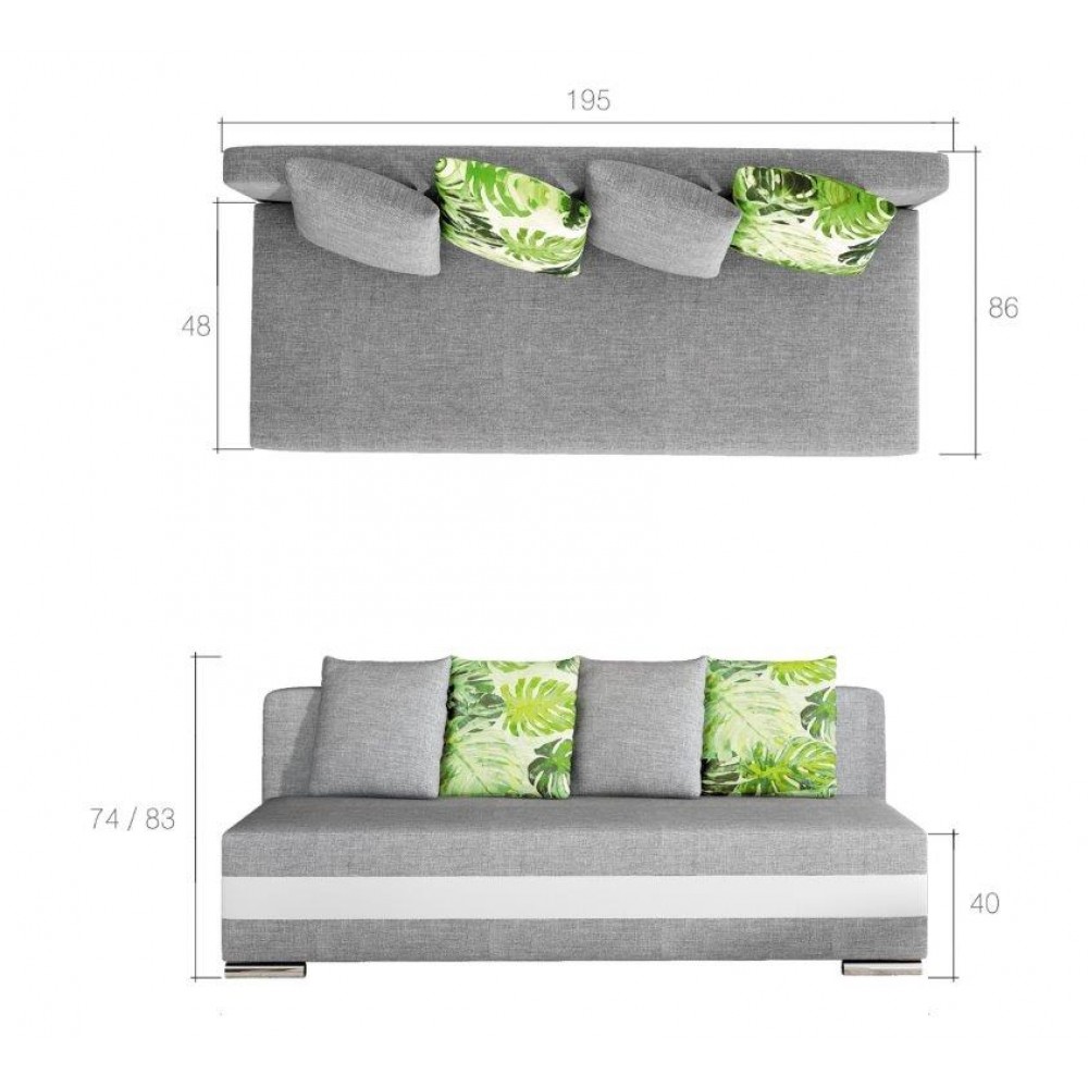 Καναπές - κρεβάτι Zenia-Γκρι - Μαύρο