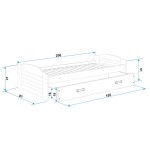 Κρεβάτι Lilena II-Γραφίτης - Λευκό 206x97x61