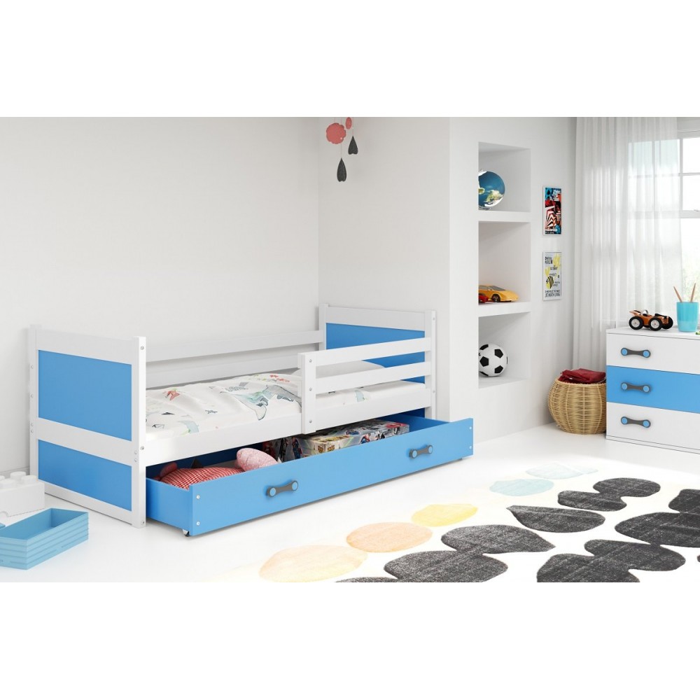 Κρεβάτι Riccon-Λευκό - Μπλε-200 x 90 205x97x73