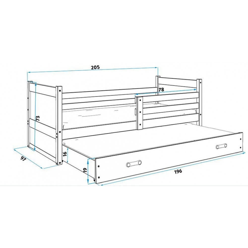 Κρεβάτι Riccon II-Γραφίτης-200 x 90 206x97x73