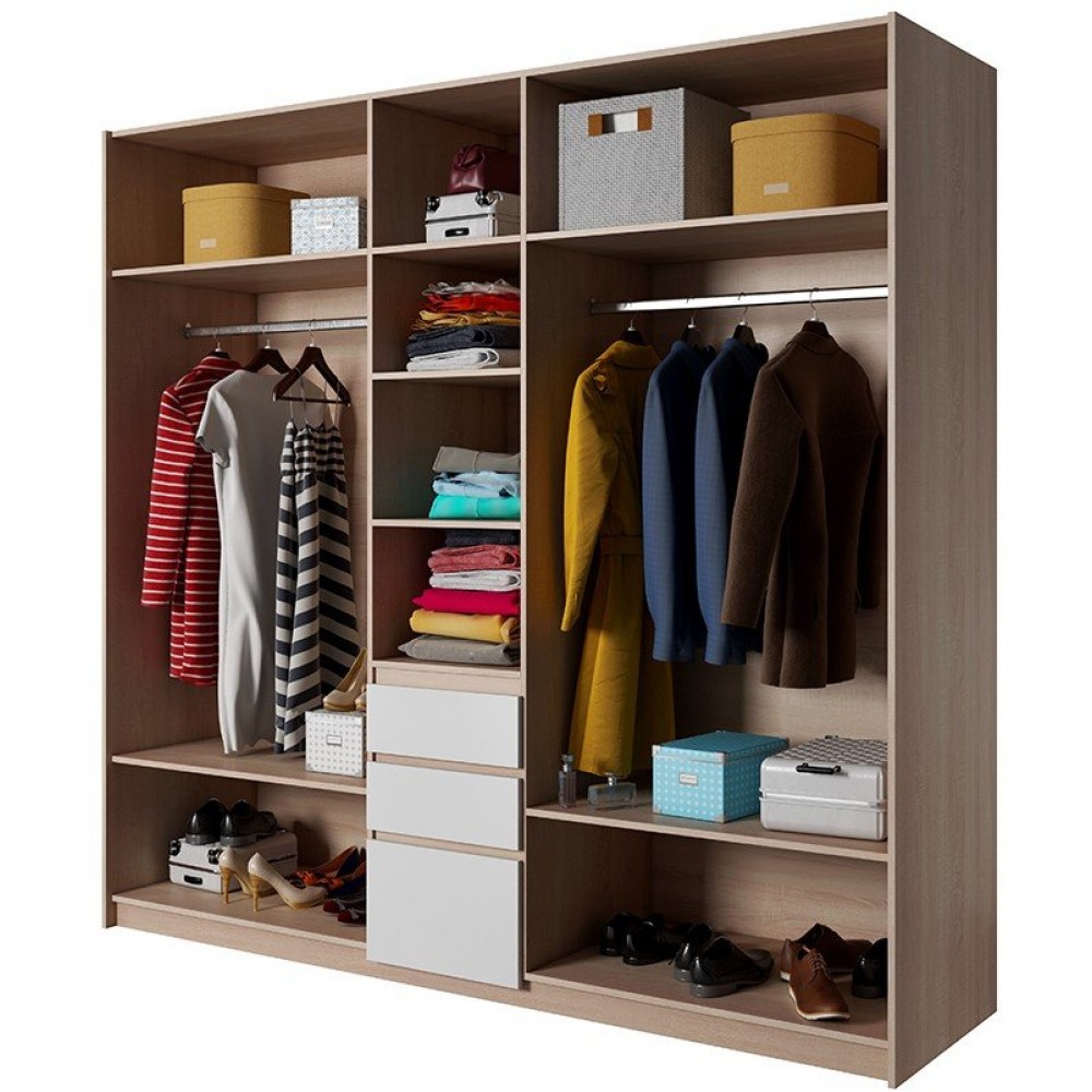 Ντουλάπα Sherio πεντάφυλλη-Φυσικό-Λευκό