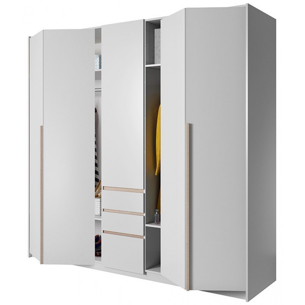 Ντουλάπα Sherio πεντάφυλλη-Φυσικό-Λευκό