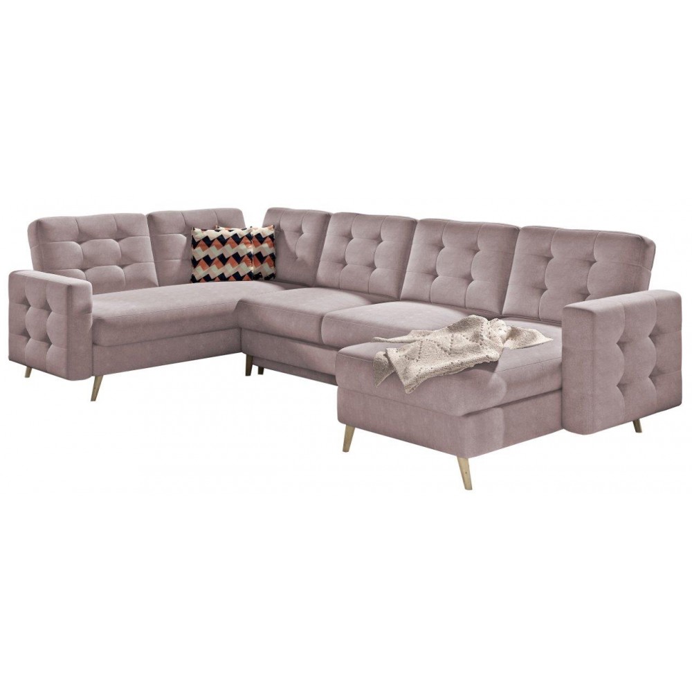 Γωνιακός καναπές Amelion Plus-Ροζ 320x202x90