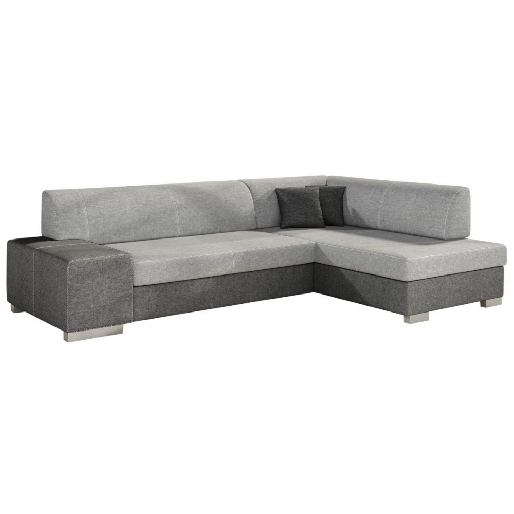 Γωνιακός καναπές Firminio-Γκρι ανοιχτό - Γκρι σκούρο-Δεξιά