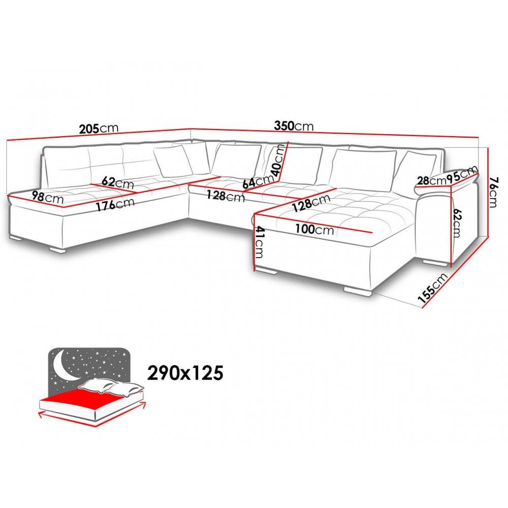 Γωνιακός καναπές Niko Bis 350x205x76