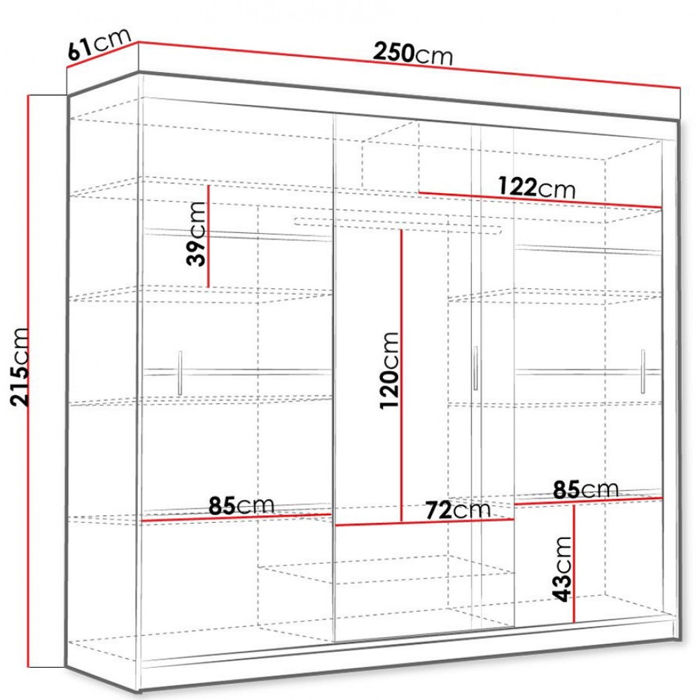Ντουλάπα Vista-Μήκος: 250 εκ.-Λευκό