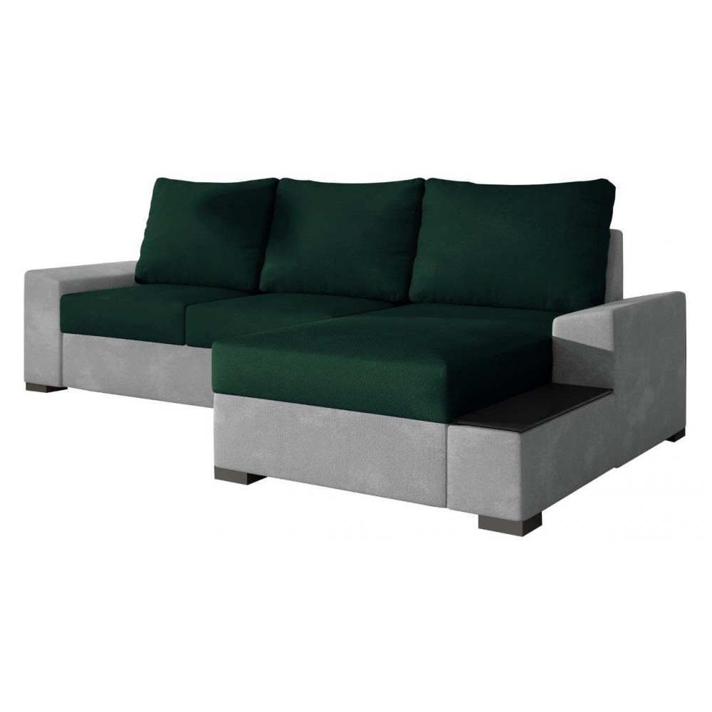 Γωνιακός καναπές Nero-Γκρι-Πράσινο-Δεξιά